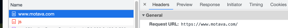 motava.com header check in google chrome dev tools