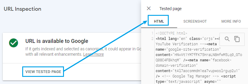 the HTML source code that Googlebot will download